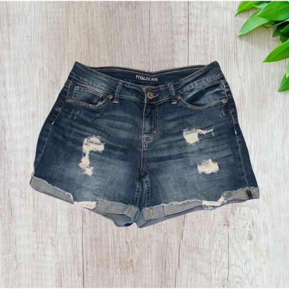 Maurices Mid Rise Distressed Denim Cuffed Shorts Size 6 #36 - Picture 1 of 6